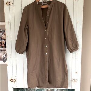 Everlane Green Mandarin Collar Shirt Dress 12